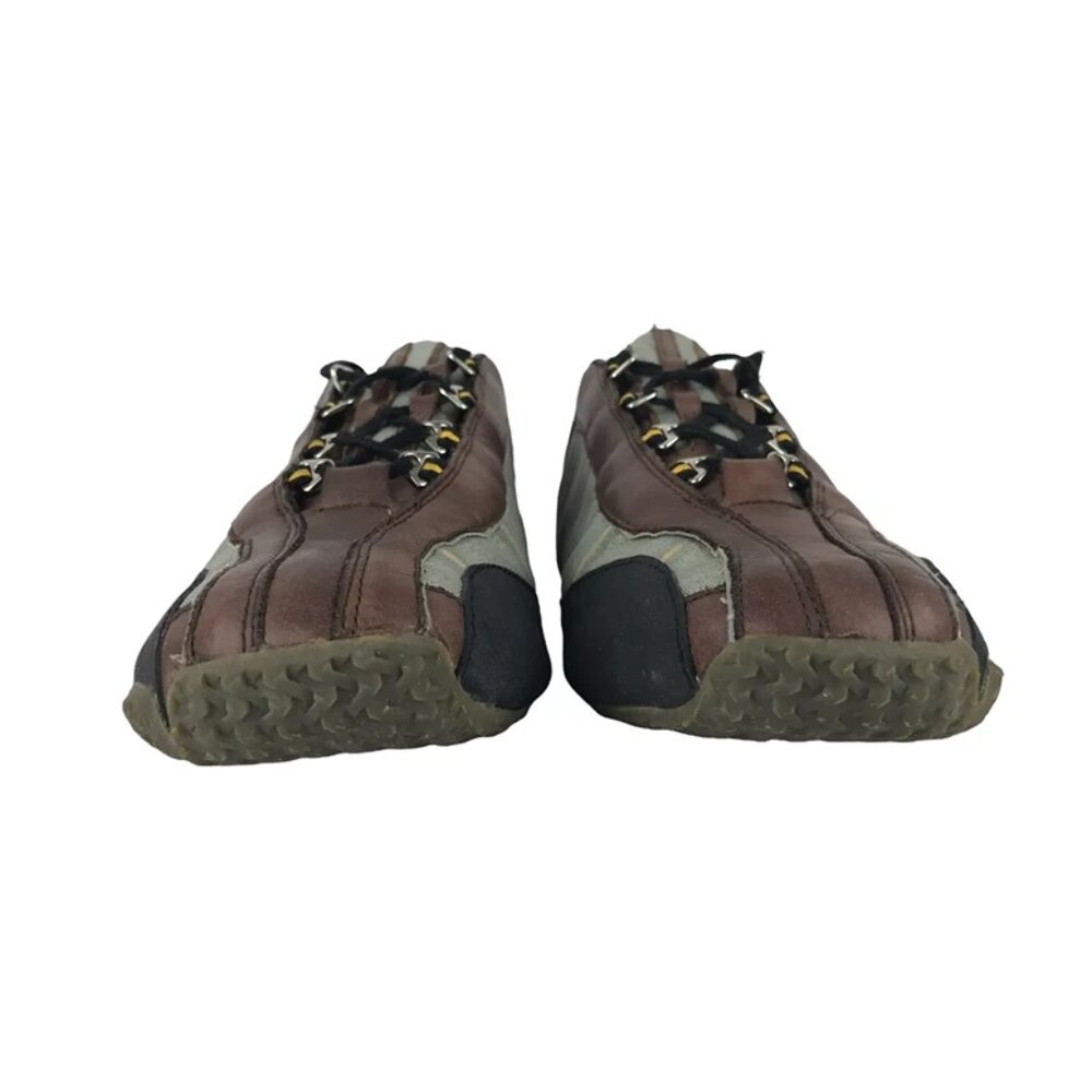 Medium Mens Brown Gray Yellow Leather Round Toe Sneaker‎ Shoes Size US 12 - Picture 3 of 9